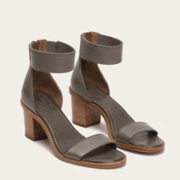 Frye Brielle Charcoal Grey Wooden Ankle Sandals - Size 8 - Picture 1 of 15